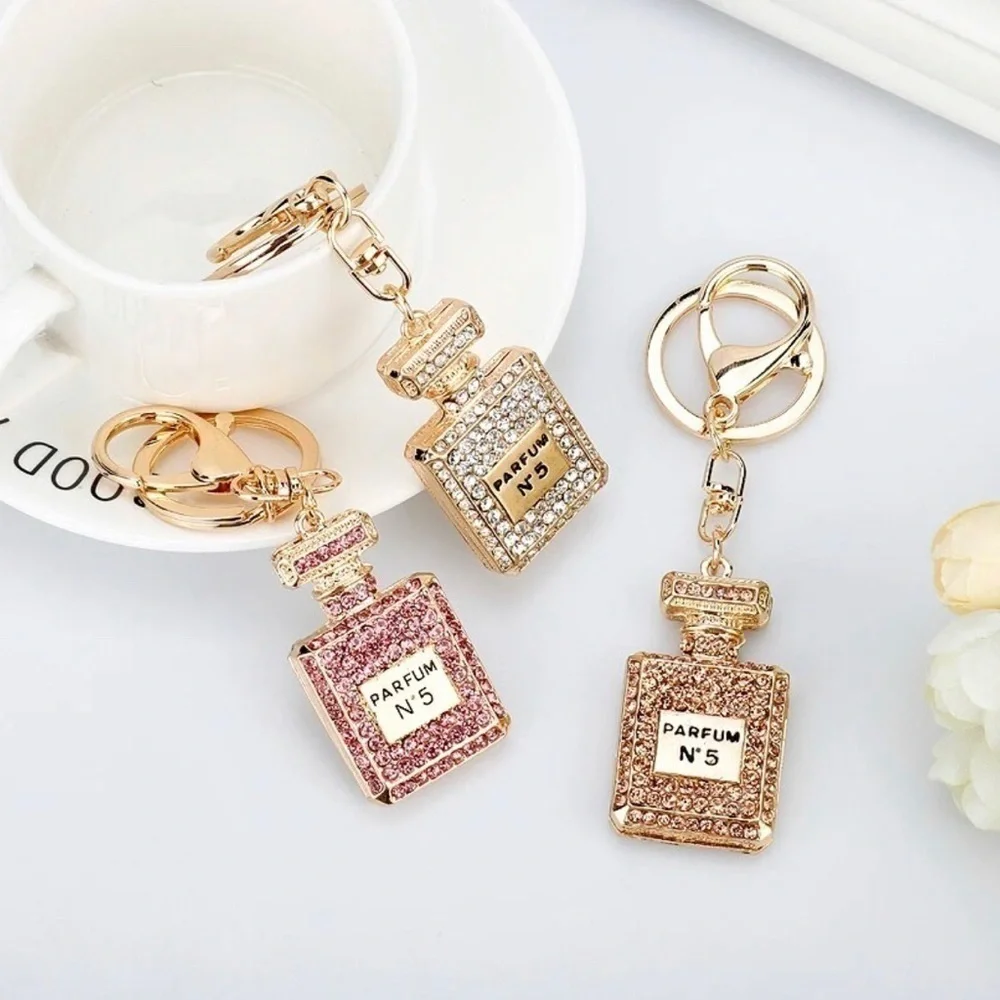 Perfume No. 5 Pink Crystal Keychain/ Bag Charm